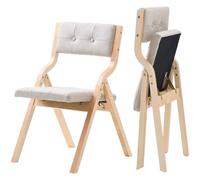 VEVOR Chaise pliante portable en bois lot de 2 avec coussin rembourré beige