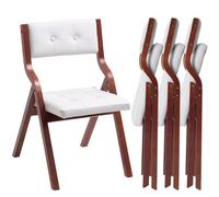 VEVOR Chaise pliante portable en bois lot de 4 avec coussin rembourré blanc