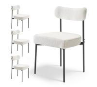 VEVOR Chaises de Salle à Manger Bouclettes 4PCs Dossier Incurvé Pieds en Métal