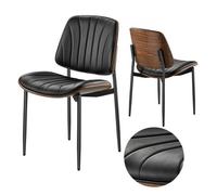 VEVOR Chaises de Salle à Manger Modernes en Cuir 2PCs Confortable Maison Noir