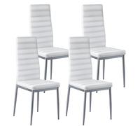 VEVOR Chaises Salle à Manger Modernes, Ensemble Chaises de Cuisine en Cuir 4 Pièces, avec Dossier, Coussins Épais et Pieds en Métal, Meuble d’Appoint Peu Encombrant, pour Table à Manger, Blanc
