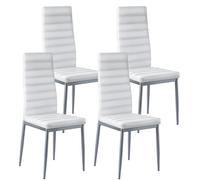 VEVOR Chaises Salle à Manger Modernes, Ensemble Chaises de Cuisine en Cuir 4 Pièces, avec Dossier, Coussins Épais et Pieds en Métal, Meuble d’Appoint Peu Encombrant, pour Table à Manger, Blanc