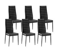 VEVOR Chaises Salle à Manger Modernes, Ensemble Chaises de Cuisine en Cuir 6 Pièces, avec Dossier, Coussins Épais et Pieds en Métal, Meuble d’Appoint Peu Encombrant, pour Table à Manger, Noir