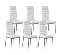 VEVOR Chaises Salle à Manger Modernes, Ensemble Chaises de Cuisine en Cuir 6 Pièces, avec Dossier, Coussins Épais et Pieds en Métal, Meuble d’Appoint Peu Encombrant, pour Table à Manger, Blanc