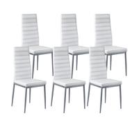VEVOR Chaises Salle à Manger Modernes, Ensemble Chaises de Cuisine en Cuir 6 Pièces, avec Dossier, Coussins Épais et Pieds en Métal, Meuble d’Appoint Peu Encombrant, pour Table à Manger, Blanc