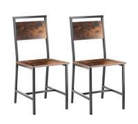 VEVOR Chaises Salle à Manger Style Campagnard, Ensemble Chaises de Cuisine 2 Pièces, en Bois avec Dossier et Cadre en Métal, Meuble d’Appoint Peu Encombrant, pour Table à Manger, Marron et Noir