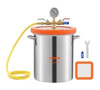 VEVOR Chambre à Vide 11,4 L Récipient pour Pompe à Vide Couvercle en Verre Trempé Chambre de Dégazage en Acier Inoxydable 304 Conteneur à Vide pour Stabilisation du Bois Dégazer Résine Silicone
