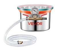 VEVOR Chambre à Vide 5,7 L Chambre de Dégazage sous Vide Acier Inoxydable pour Moulage Résine, Stabilisation Bois, Dégazage Silicone et Plâtre, avec Couvercle en Verre Trempé, Tuyau, Filtre à Air
