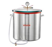VEVOR Chambre à Vide 56,8 L Chambre de Dégazage sous Vide Alliage Aluminium pour Moulage Résine, Stabilisation Bois, Dégazage Silicone et Plâtre, avec Couvercle en Verre Trempé, Tuyau, Filtre à Air