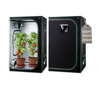 VEVOR Chambre de Culture, 120x120x120 cm, Tente de Culture Plantes d'Intérieur, avec Fenêtre d'Observation, Plateau de Sol, Fermeture Éclair, Mylar 600D Hautement Réfléchissant, pour Fleurs Légumes