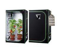 VEVOR Chambre de Culture, 120x120x120 cm, Tente de Culture Plantes d'Intérieur, avec Fenêtre d'Observation, Plateau de Sol, Fermeture Éclair, Mylar 600D Hautement Réfléchissant, pour Fleurs Légumes