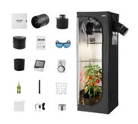 VEVOR Chambre de Culture 60x60x180 cm Tente de Culture Kit Complet avec Éclairage LED Spectre Complet, Système Ventilation, Mylar 600D Hautement Réfléchissant, pour Plantes Intérieur Fleurs Légumes