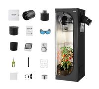 VEVOR Chambre de Culture 60x60x180 cm Tente de Culture Kit Complet avec Éclairage LED Spectre Complet, Système Ventilation, Mylar 600D Hautement Réfléchissant, pour Plantes Intérieur Fleurs Légumes