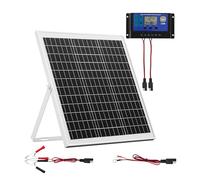 VEVOR Chargeur Batterie à Panneau Solaire 20 W 12 V, Cellules Monocristallines, Contrôleur MPPT Externe, Support de Montage Réglable, Étanchéité IP67, pour Voitures, Bateaux, Camping-cars, Remorques