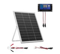 VEVOR Chargeur Batterie à Panneau Solaire 25 W 12 V, Cellules Monocristallines, Contrôleur MPPT Externe, Support de Montage Réglable, Étanchéité IP67, pour Voitures, Bateaux, Camping-cars, Remorques