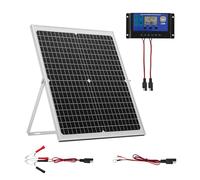 VEVOR Chargeur Batterie à Panneau Solaire 30 W 12 V, Cellules Monocristallines, Contrôleur MPPT Externe, Support de Montage Réglable, Étanchéité IP65, pour Voitures, Bateaux, Camping-cars, Remorques