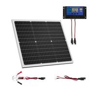 VEVOR Chargeur Batterie Panneau Solaire 50 W 12 V, Cellules Monocristallines, Contrôleur MPPT Externe, Étanchéité IP65, pour Voitures, Bateaux, Camping-cars, Remorques, Toit Plat, Support Non Inclus