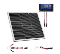 VEVOR Chargeur Batterie Panneau Solaire 50 W 12 V, Cellules Monocristallines, Contrôleur MPPT Externe, Étanchéité IP65, pour Voitures, Bateaux, Camping-cars, Remorques, Toit Plat, Support Non Inclus