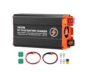 VEVOR Chargeur DC-DC avec MPPT 350 W 30 A Chargeur de Batterie DC-DC 12 V/24 V-12 V/24 V Double Entrée Panneau Solaire/Alternateur pour Camping-car Voiture Bateau, Compatible avec LiFePO4 Plomb-acide