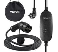VEVOR Chargeur EV Portable 2,3 kW Chargeur Voiture Électrique 250 V Câble Recharge Type 2 Commutable Boîtier de Contrôle Étanche Câble de Charge Durable pour Rendre la Charge EV Rapide et sans Effort