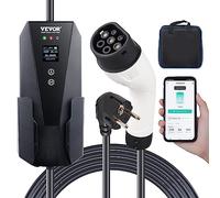 VEVOR Chargeur EV portable Type 2 – 16 A 3,7 kW, câble 7,5 m, écran LCD, IP66