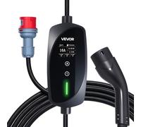 VEVOR Chargeur Voiture Électrique 11 kW Borne de Recharge Véhicule Électrique Mobile 16 A avec Câble Recharge Type 2 8 m, Prise CEE 16 A Triphasé, Écran LCD, Courant Réglable, Boîtier de Commande IP66