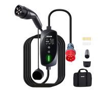 VEVOR Chargeur Voiture Électrique 22 kW Borne de Recharge Véhicule Électrique Mobile 32 A avec Câble Recharge Type 2 7 m, Prise CEE 32 A Triphasé, Écran LCD, Courant Réglable, Boîtier de Commande IP66