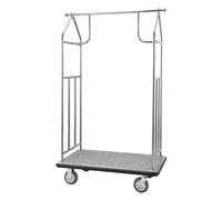 VEVOR Chariot à Bagages Hôtel, 362 kg, Chariot à Plate-Forme de Concierge, Finition INOX Brossé, avec Moquette Grise, Roues Caoutchouc 15,24 cm, Porte-Bagages pour Hôtels, Condos, Complexes Hôteliers