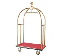 VEVOR Chariot à Bagages Hôtel, 500 kg, Chariot Porte-bagages Concierge Finition Inox Brossé, Montants Incurvés, avec Moquette Rouge, Roues Caoutchouc 15,24 cm, pour Hôtels, Condos, Complexes Hôteliers