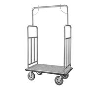 VEVOR Chariot à Bagages Hôtel, 544 kg, Chariot à Plate-forme de Concierge, Finition Inox Brossé, avec Moquette Grise, Roues Caoutchouc 20,32 cm, Porte-bagages pour Hôtels, Condos, Complexes Hôteliers