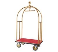Chariot à bagages d'hôtel VEVOR, capacité de charge de 680 kg, chariot pour groom avec montants courbés, chariot d'hôtel, chariot à bagages avec moquette rouge et roues en caoutchouc de 20 cm, idéal p