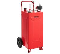 VEVOR Chariot à Carburant 113,6 L, Réservoir à Carburant Mobile avec Pompe Électrique, pour Essence et Diesel, Voiture, Tondeuse, Quad, Bateau et Moto, Acier au Carbone, avec 2 Roues et Tuyau, Rouge
