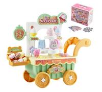 VEVOR Chariot à Glaces pour Enfants, 27 Pièces, Jeu d'Imitation de Stand Glacier, avec Espace de Rangement, Effets Sonores et Lumineux, Jouet Éducatif Montessori pour Tout-Petits de 3 Ans et Plus