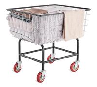 VEVOR Chariot à Linge en Fil Métallique Capacité de 100 L 68x55x67 cm, Panier à Linge Mobile avec Roulettes, Cadre en Acier Chromé, Déplacement en Douceur, pour Buanderie, Chambre, Salle de Bain
