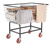 VEVOR Chariot à Linge en Fil Métallique, Panier à Linge Mobile Commercial 158 L, Corbeille Linge Sale sur Roulettes Cadre en Acier, Déplacement en Douceur, pour Buanderie, Chambre, Salle de Bain