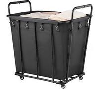 VEVOR Chariot à linge mobile avec roulettes pivotantes, panier à linge avec doublure imperméable, charge de 117,9 kg, capacité 300 L, chariot de courses robuste pour camping, épicerie, bagages, noir