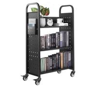 VEVOR Chariot à Livre Bibliothèque Étagère Simple Face 150 kg 77x38x122 cm Noir