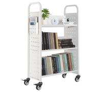 VEVOR Chariot à Livre Bibliothèque Étagère V Simple Face 150kg 77x38x122cm Blanc