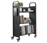 VEVOR Chariot à Livres Bibliothèque Étagère V Simple Face 150kg 77x38x122cm Noir