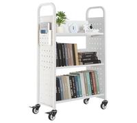 VEVOR Chariot à Livre Bibliothèque Étagère V Simple Face 150kg 77x38x122cm Blanc