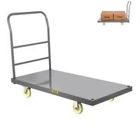 VEVOR Chariot à Plateforme 120x61 cm Chariot de Transport 907 kg, Chariot de Déménagement à Roulettes Chariots de Manutention en Acier Chariot à Plateaux pour Entrepôt Magasin Quais Restaurant Maison