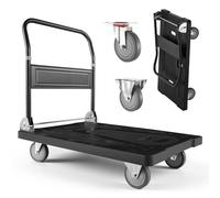 VEVOR Chariot à Plateforme Pliable Charge 453,59 kg Chariot à Plateau Pliable 89,5x59,5 cm pour Manutention et Déplacer Objets Volumineux et Lourds, avec Roues Pivotantes, Poignée à Pousser Compacte