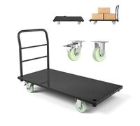 VEVOR Chariot à Plateforme Robuste Capacité de Charge 907 kg Chariot à Plateau 122x61 cm pour Manutention, Transport dans Usines, Entrepôts, Ateliers, en Acier Allié, avec Roues Pivotantes et Poignée