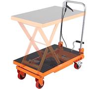 VEVOR Chariot à Table Élévatrice Hydraulique Capacité Charge 150 kg Chariot Élévateur Manuel à Ciseaux Simples Hauteur Levage 720 mm 4 Roues Coussin Antidérapant pour Manutention Transport Matériaux