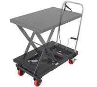 VEVOR Chariot à Table Élévatrice Hydraulique Charge 230 kg Chariot Élévateur Manuel à Ciseaux Simples Hauteur de Levage 720 mm 4 Roues Coussin Antidérapant pour Manutention Transport Matériaux, Noir