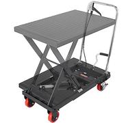 VEVOR Chariot à Table Élévatrice Hydraulique Charge 230 kg Chariot Élévateur Manuel à Ciseaux Simples Hauteur de Levage 720 mm 4 Roues Coussin Antidérapant pour Manutention Transport Matériaux, Noir