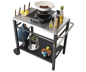 VEVOR Chariot de Barbecue, Table de Barbecue Extérieur 85 x 55 x 83,5 cm, Chariot de Service avec Double Etagère, Table de Gril Mobile, Plateau de Table Multifonctionnel en acier inoxydable