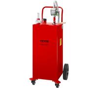 VEVOR Chariot de carburant 30 gallons réservoir de stockage d'essence 4 roues, pompe de transfert manuelle, conteneur de carburant essence diesel pour voitures, tondeuses à gazon, VTT, bateaux, rouge