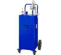 VEVOR Chariot de carburant 30 gallons réservoir de stockage essence 4 roues avec pompe de transfert manuelle conteneur de carburant essence diesel pour voitures, tondeuses à gazon, VTT, bateaux, bleu