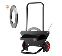 VEVOR Chariot de cerclage pour bobines de cerclage en acier avec noyaux de 600 mm, distributeur de cerclage robuste avec roues en caoutchouc, adapté aux usines, entrepôts et zones de chargement